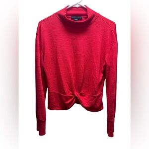 Sanctuary Red Mock Neck Twist Front Rayon Blend Sweater Womens Small